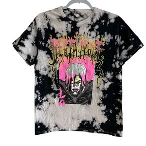 Death Note Women’s Graphic Tie-Dye T-Shirt Multicolor Pink Anime Print Size M